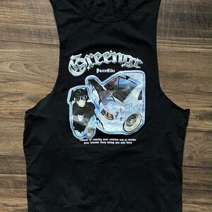 Black Graphic Tee Tank Top